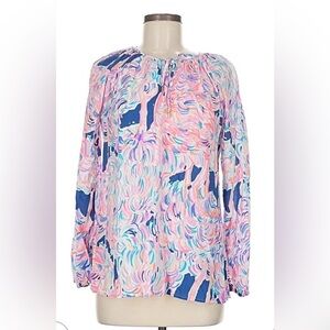 Lilly Pulitzer Pink and Blue Swirl Blouse